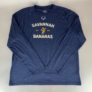 Savannah Bananas Navy Blue Evoshield Long Sleeve Athletic Crewneck Shirt Mens XL